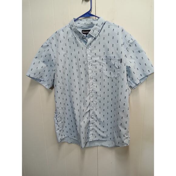 Molokai Surf Co Mens Blue Pineapple Graphic Button Down Shirt (Size Xxl) - Picture 1 of 4